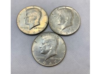 3 Kennedy Half Dollars 1966, 67