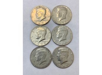 6 Kennedy Half Dollars