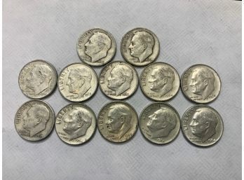 12 Silver Roosevelt Dimes