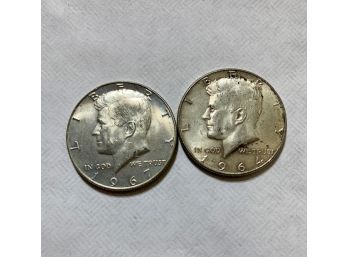 2 Kennedy Half Dollars 1964 & 1967