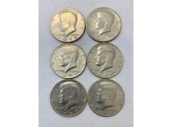 6 Kennedy Half Dollars