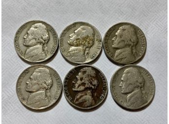 6 Nickels 1938, 1939, And 1940
