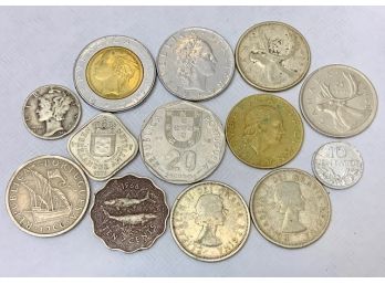 Lot Of 15 Mixed Coins Including Mercury Dime