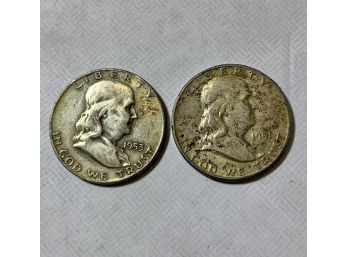 2 Franklin Half Dollar 1951, 1953