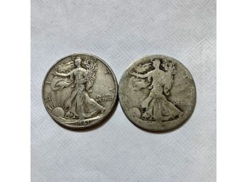 2 Liberty Walking Half Dollar Coins 1941 & ?