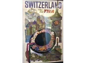 Original TWA Switzerland Poster By David Klein 27 1/2 X 40