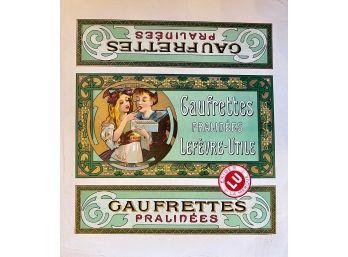 Alphonse Mucha Gaufrettes  Pralines  Label