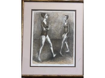 Isaac Soyer Lithograph Dancers Framed, No Glass