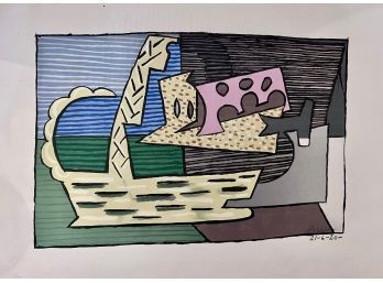 Vintage Picasso 'The Basket' Still Life Pochoir