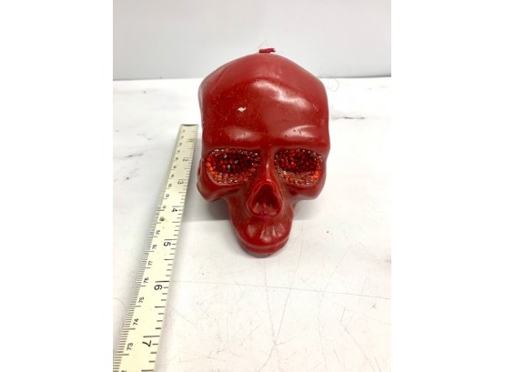 D L & Co Red Skull Candle With Jeweled Eyes