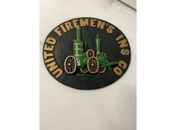 United Fireman's Ins Co Oval Cast Iron Metal Sign