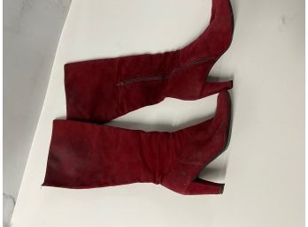 Stuart Weitzman Red Suede Boots Size 8