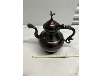 CB2 Limited Edition With Tag Brass Teapot Bird On Top, Snake Handled