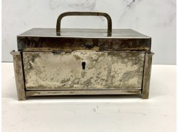 Vintage Silver Metal Box In Frame Marked 28