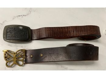 Leather Belts Levi Strauss Size 34 Brass Butterfly Size 34