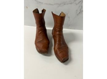 Leather Ankle Boots With Back Zipper Cydwoq Size 38