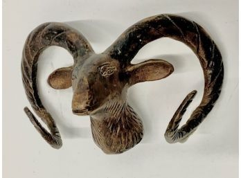 Brass Ram's Head Sculpture