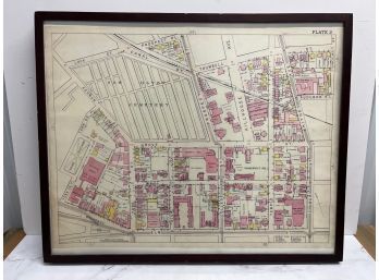 Framed Vintage Map  Of New Haven, Yale Campus Area