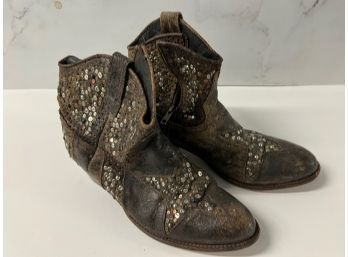 Leather Studded Boots Size 8  Made In Spain