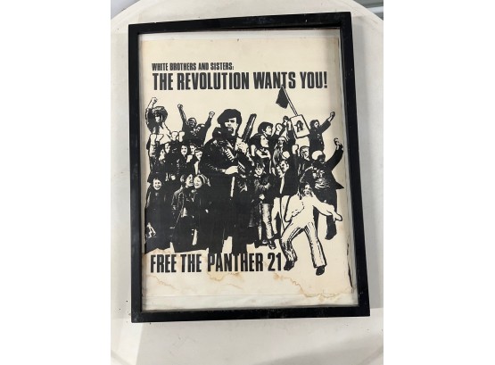 RARE! Vintage The Revolution Wants You, Free The Panther 21 ~ Poster AS IS Framed
