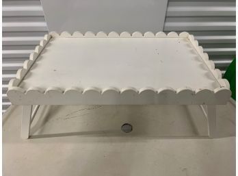 White Wood Scalloped Edge Bed Tray