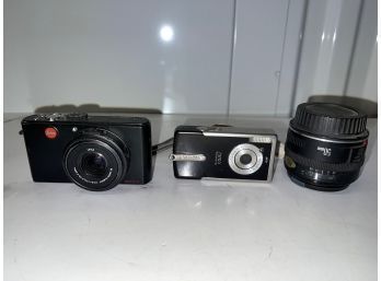 Group Of 3 Cameras ~ Digital Leica, Canon, And 50mm Lens