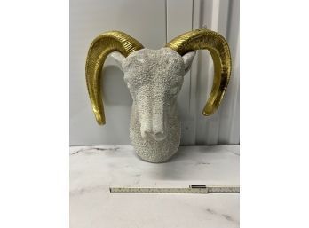 Ceramic Ram's Head With Gold Horns ~ See Pictures
