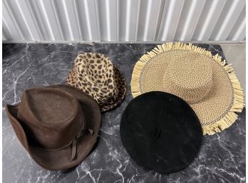 Lot Of 4  Including 2 Eric Javits Hats , A Beret And A J Crew!