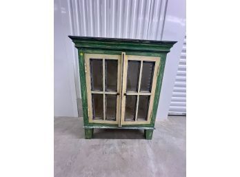 Nadeau Yellow And Green Painted Solid Wood Cabinet