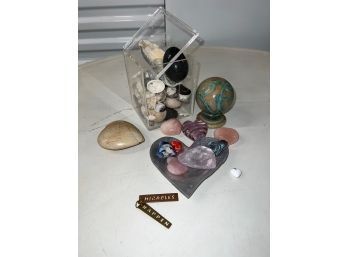 Glass Hearts And Found Shells Alabaster Globe! Miracles Happen