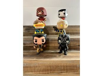 Mixed Group Of  Marvel Bobble Heads Juggernaut, Collossus, Cyclops, Cable, Wolverine, Black Panther