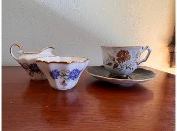 Ainsley Tea Cup And Sugar And Creamer Salisbury Bone China Made In England