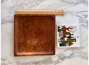 Sorriano Tile With Wood Base ` Cheese Board