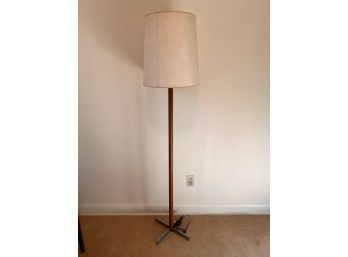 Mid Century Standing Lamp With Teak/aluminum Base And Shade