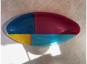 Multi Colored Oval Fused Glass Plate