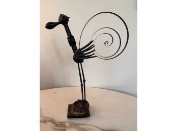 Metal Bird Modernist Sculpture