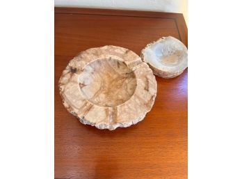 Pair Of MCM Ashtrays Marble And Alabaster