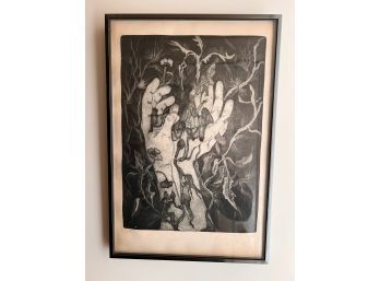 Vintage Etching Signed A/P  Approx 12' X 16'