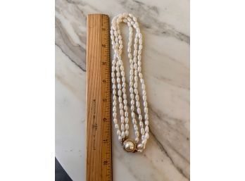 Seed Pearls Necklace With Faux Gold Over Silver Clasp