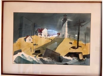 Watercolor Cape Cod  Lighthouse By Margery Soroka Image 21 X 14'