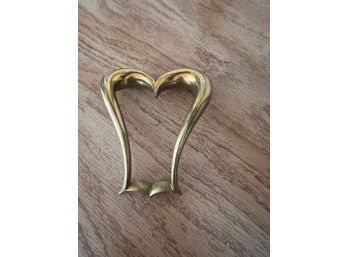 Brass Signed Heart Shaped Paper Weight