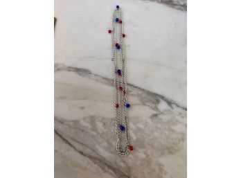 MCM Chain With Red And Blue Glass Beads