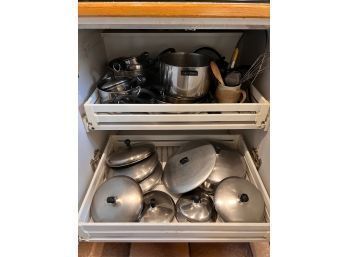 Large Group Of Pots And Pans With Loads Of Covers