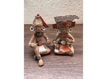 Vintage Mayan/ Aztec Clay Figures