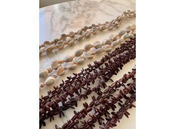 2 Vintage Puka Shell And Seed Necklaces  Long!