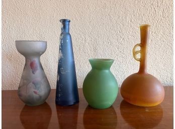 Group Of 4 Hand Blown Glass Vessels