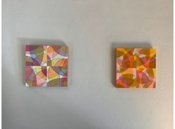 Pair Of Collage On Wood Panels By Jon Bunge