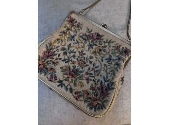 Vintage Floral Woven Evening Bag Made In Israel By Steiner