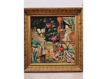 Antique Needlepoint/petit Point Framed Incredible!