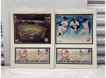 2 Photo Collages New York Yankees Memorabilia With USPS Envelopes 2002